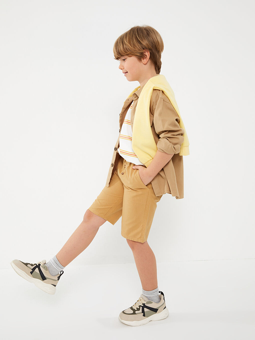 Elasticated Waist Basic Boys' Shorts -S3DG15Z4-GLS