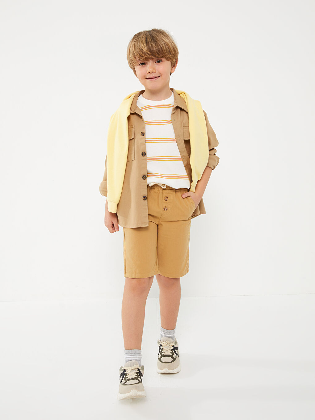 Elasticated Waist Basic Boys' Shorts -S3DG15Z4-GLS
