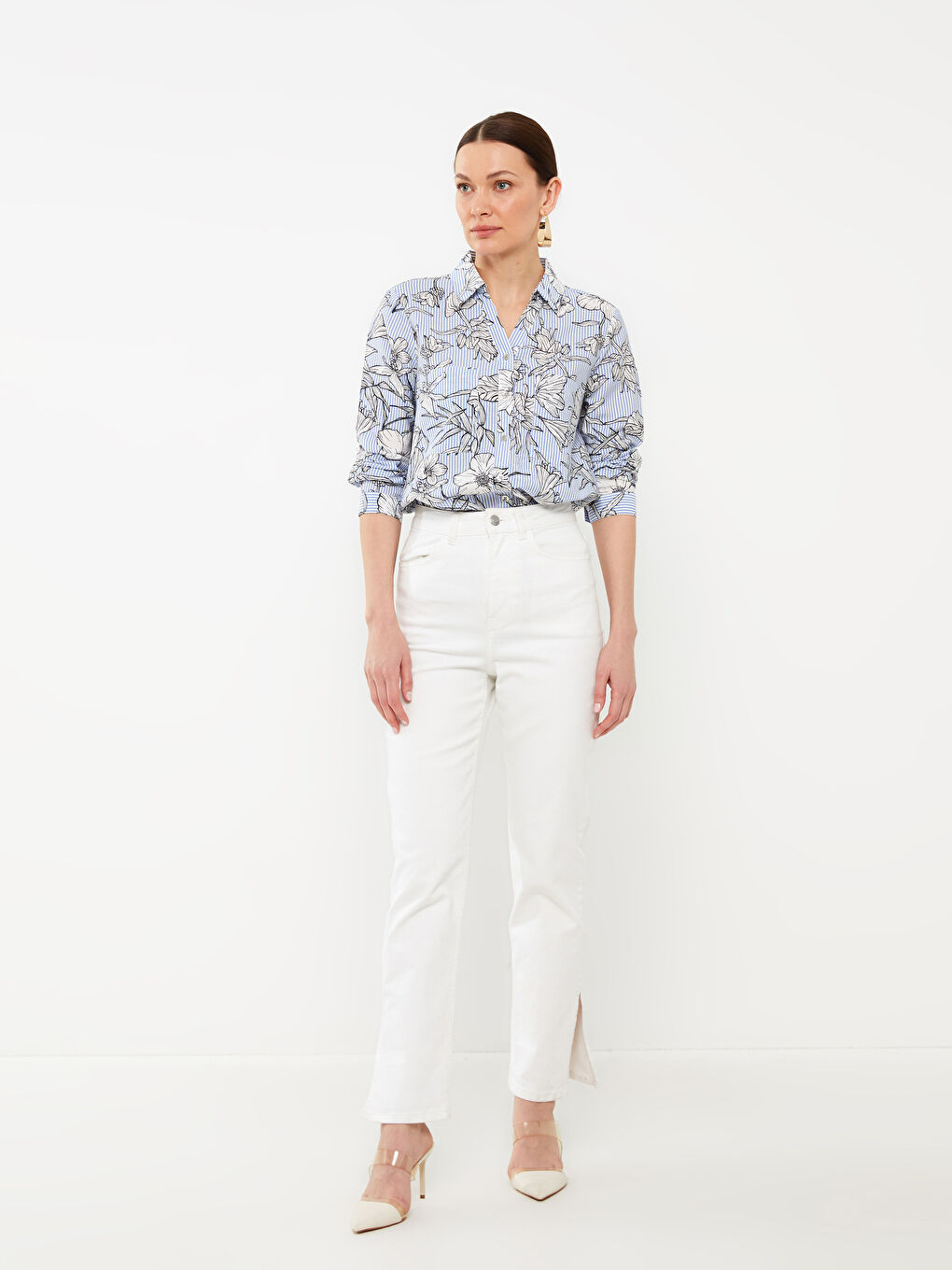 Floral Long Sleeve Women's Shirt-1