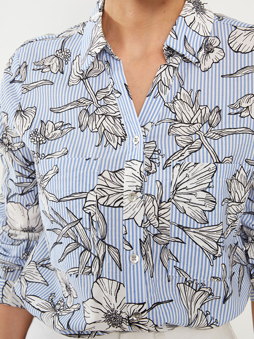 Floral Long Sleeve Women's Shirt-3