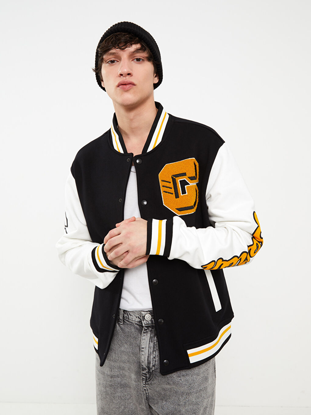 Siyah Standart Kalıp Uzun Kollu Erkek Kolej Ceket