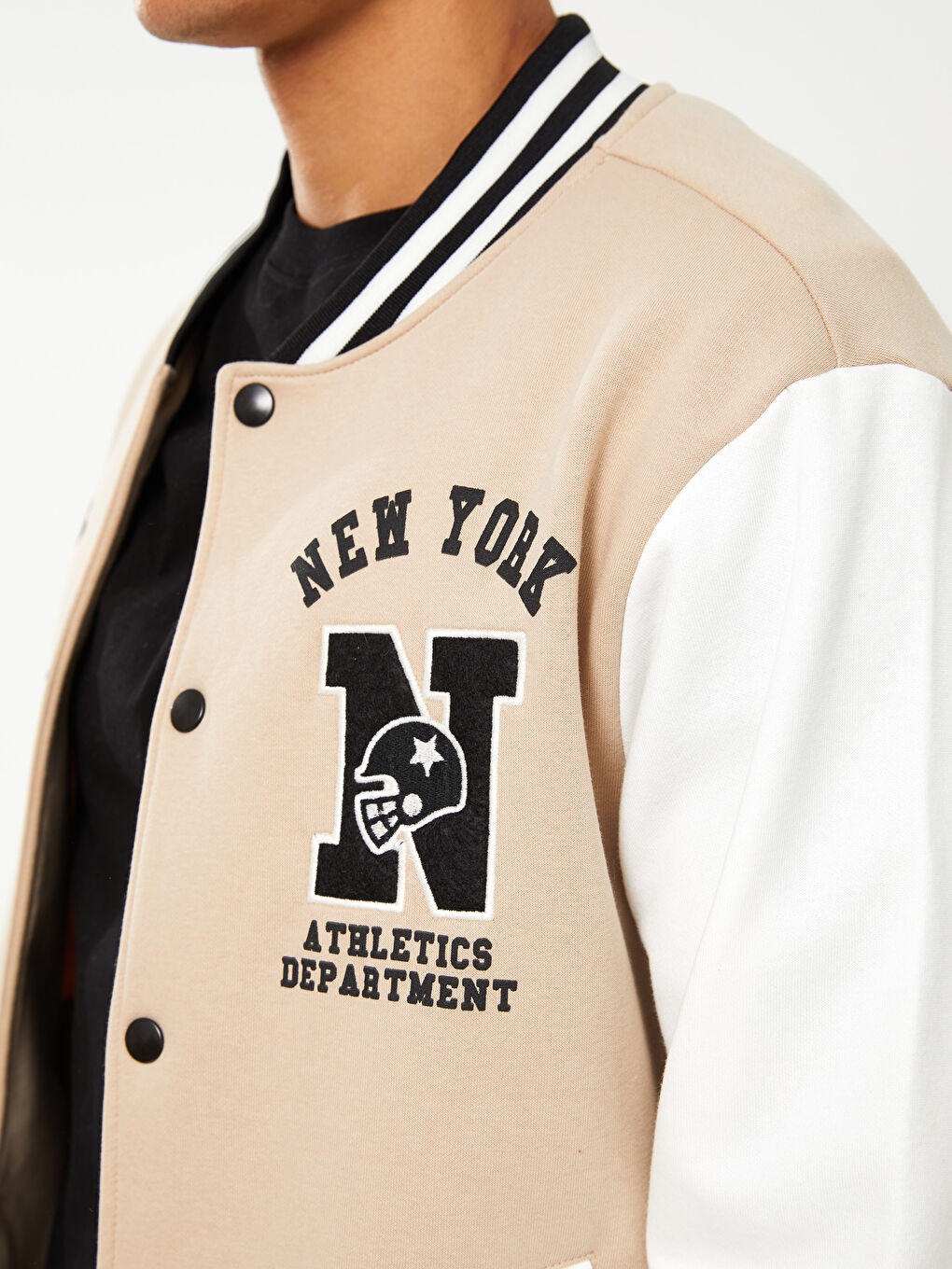 Bej Standart Kalıp Uzun Kollu Erkek Kolej Ceket-2