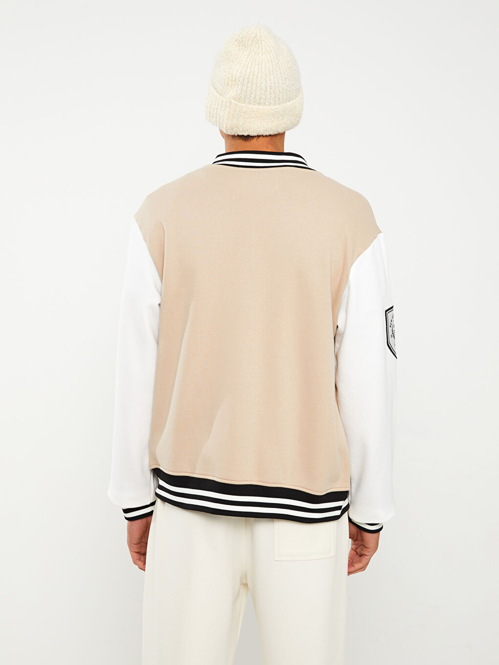 Bej Standart Kalıp Uzun Kollu Erkek Kolej Ceket-4