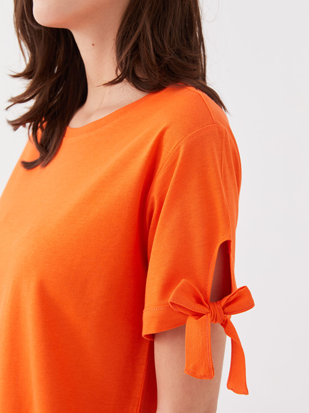 طقم بيجامة كابري كم قصير سادة بياقة دائرية للسيدات-3