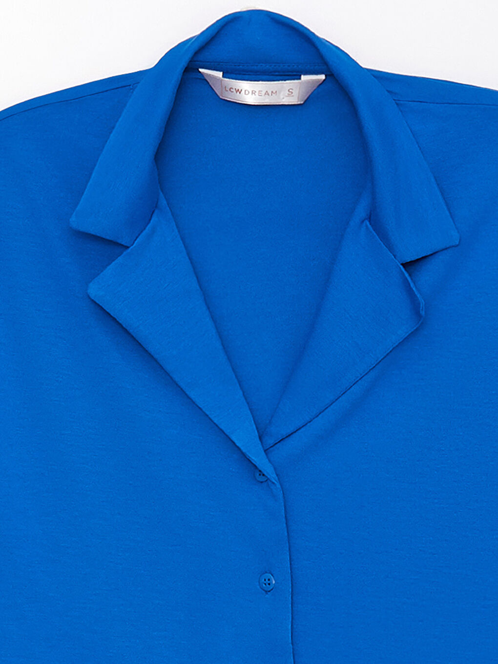 Mavi Gömlek Yaka Düz Kısa Kollu Kadın Pijama Takımı-8