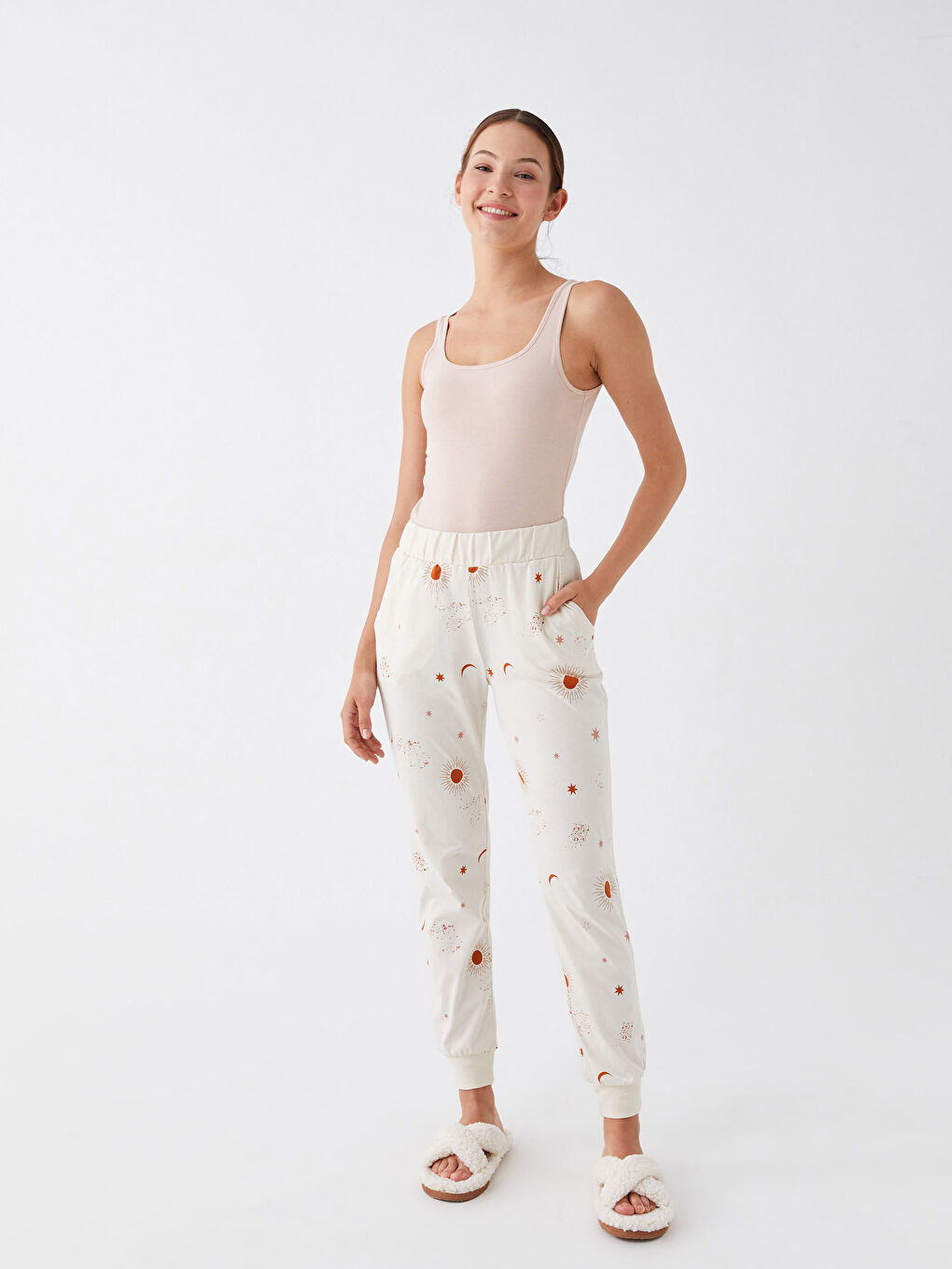 Pantaloni Jogger De Pijama,Cu Model Şi Cu Talie Elastică,Pentru Femei