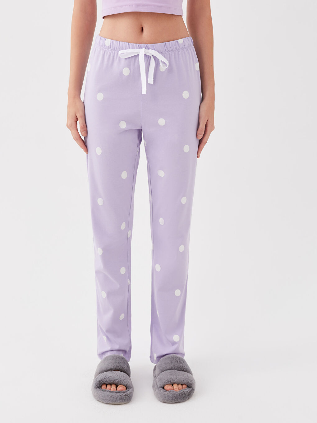 قيعان بيجامة للسيدات بنقشة البولكا دوت بخصر مرن-2