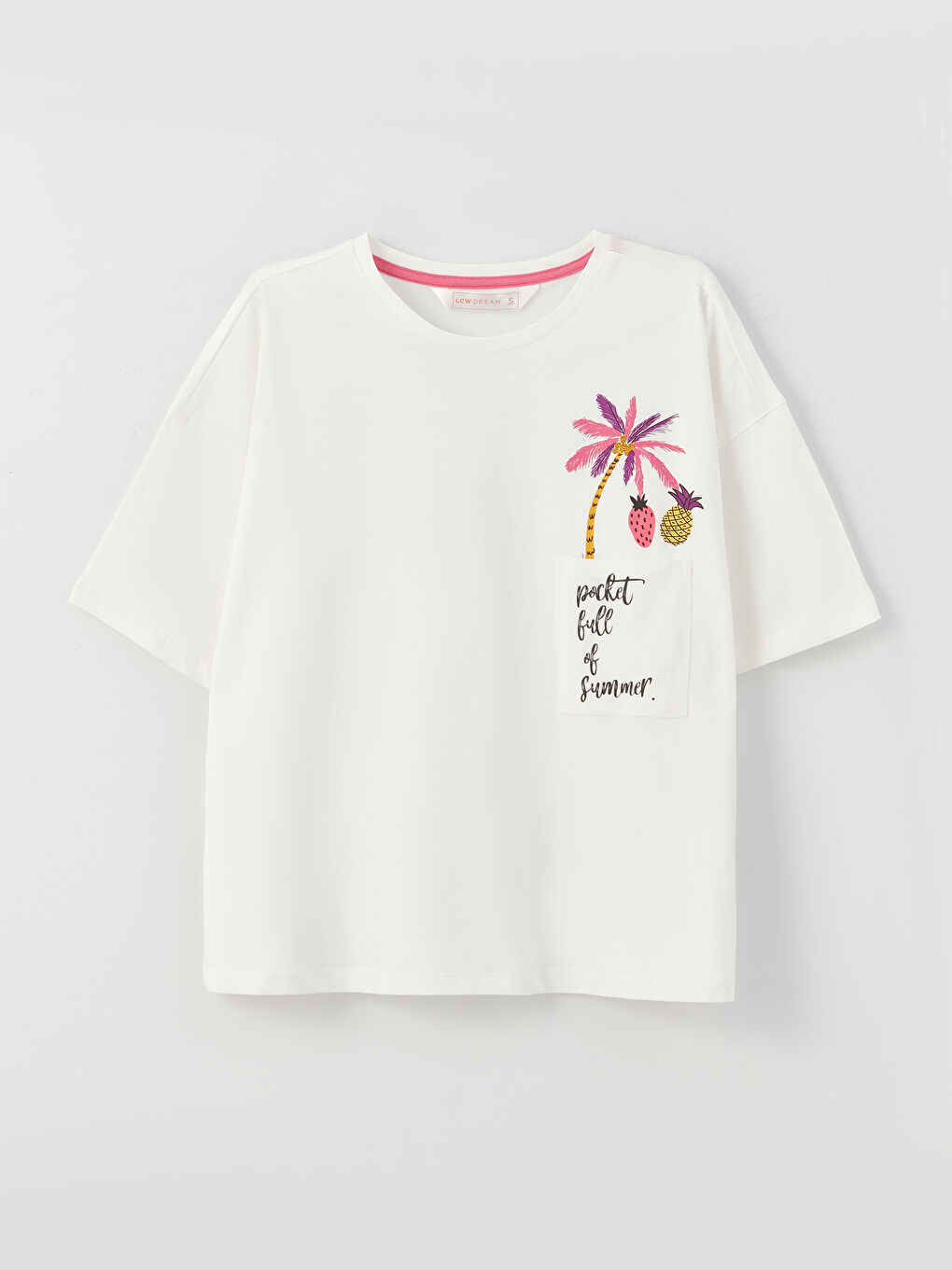 Pembe Bisiklet Yaka Baskılı Kısa Kollu Kadın Pijama Takımı-6