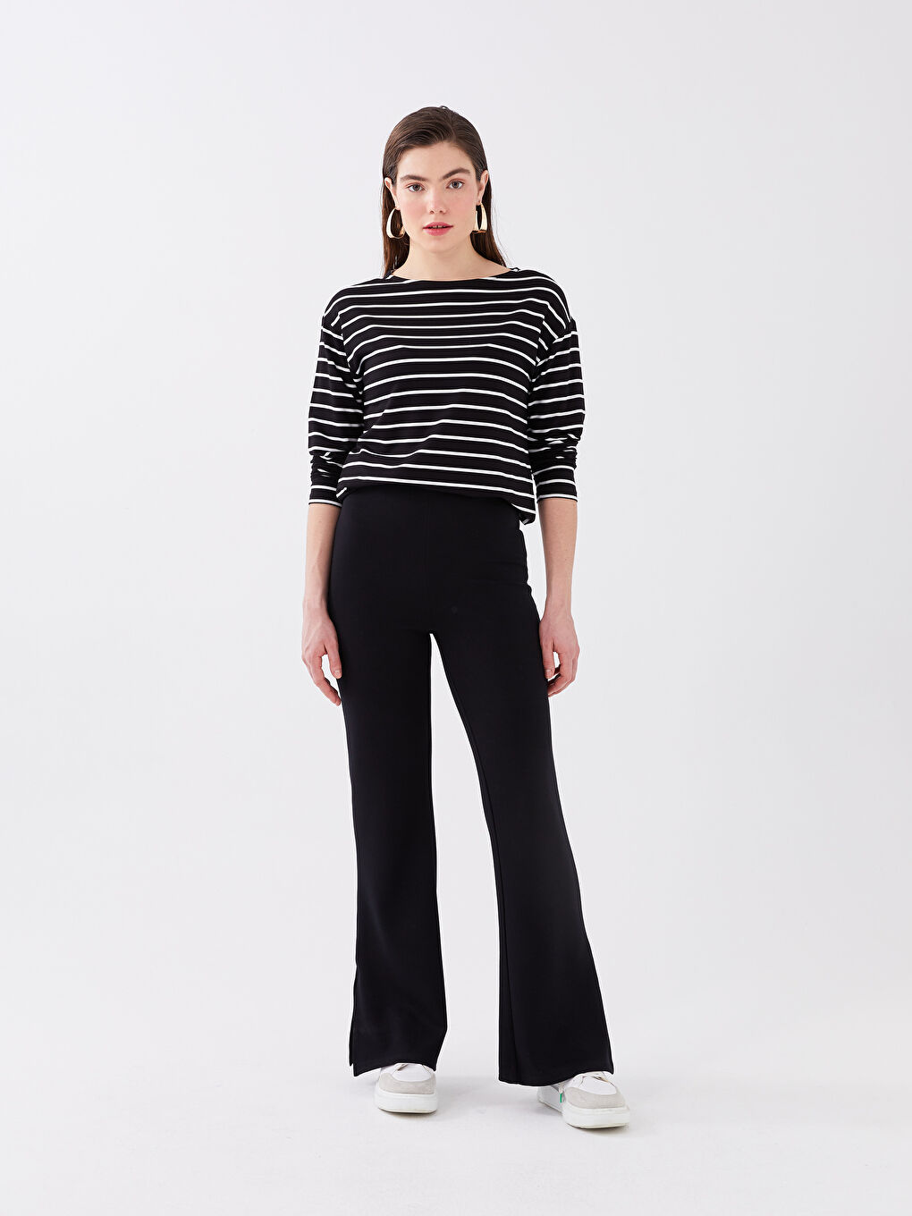 Siyah Kadın Beli Lastikli Düz Eşofman Altı