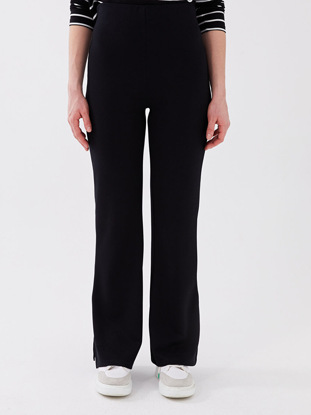 Siyah Kadın Beli Lastikli Düz Eşofman Altı-3