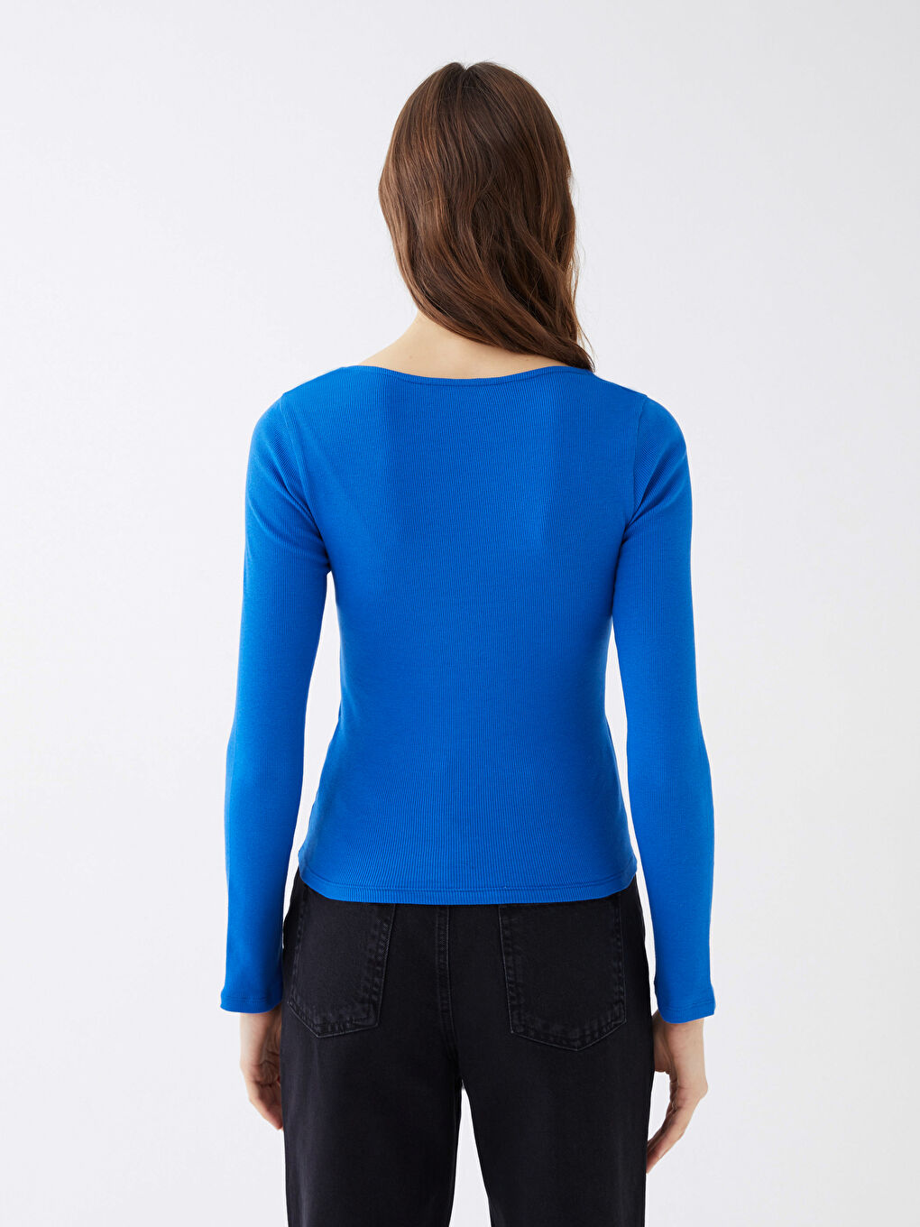 Әйелдерге арналған шаршы жағалы ұзын жең кроп-топ-4