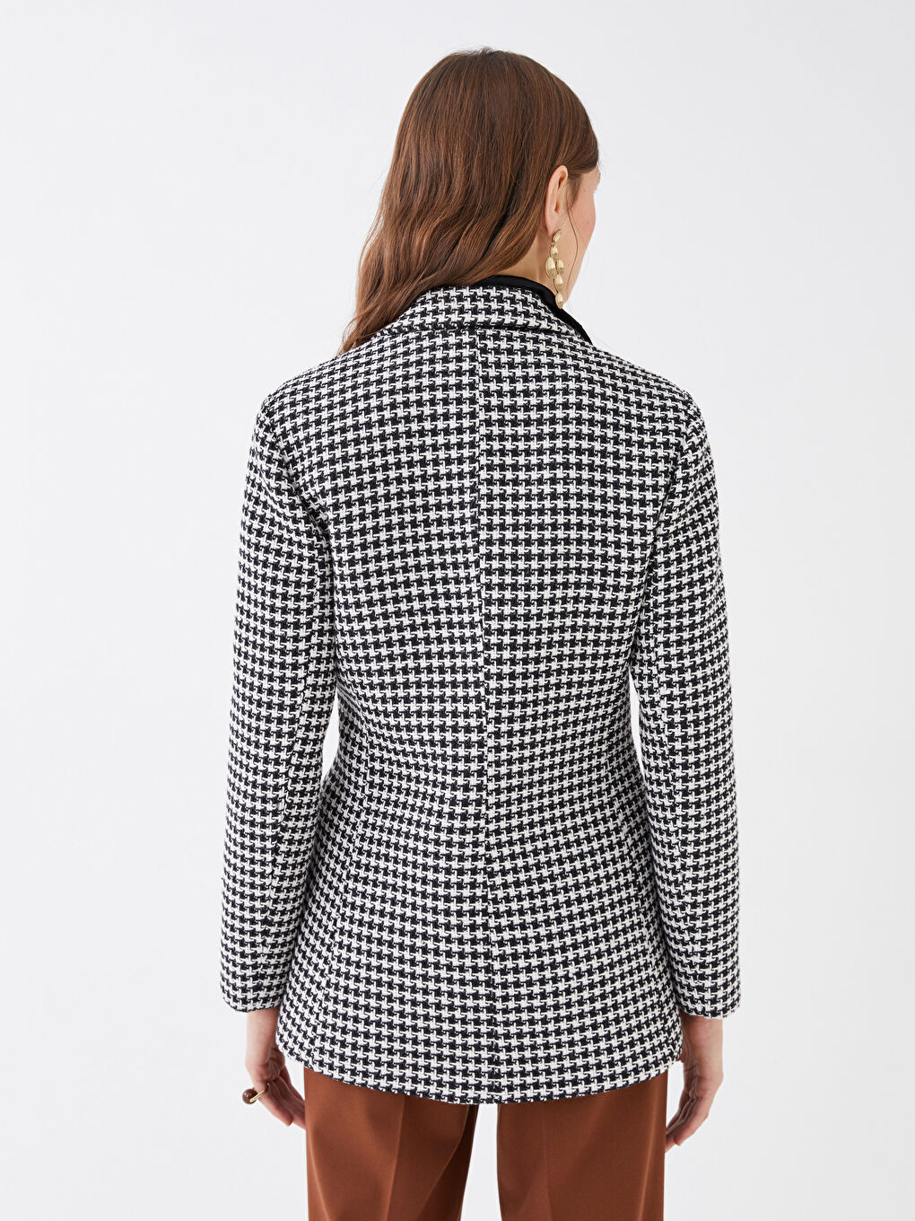 Әйелдерге арналған қармақты принтті ұзын жеңді блейзер пиджак-4