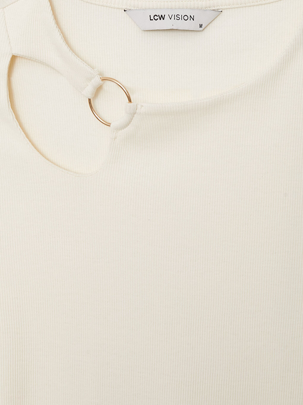 Beyaz Bisiklet Yaka Düz Uzun Kollu Kadın Bluz-7