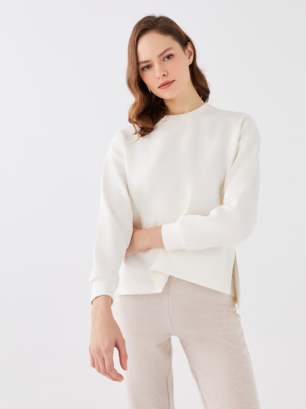 Crew Neck Oversize Women's Sweatshirt-1