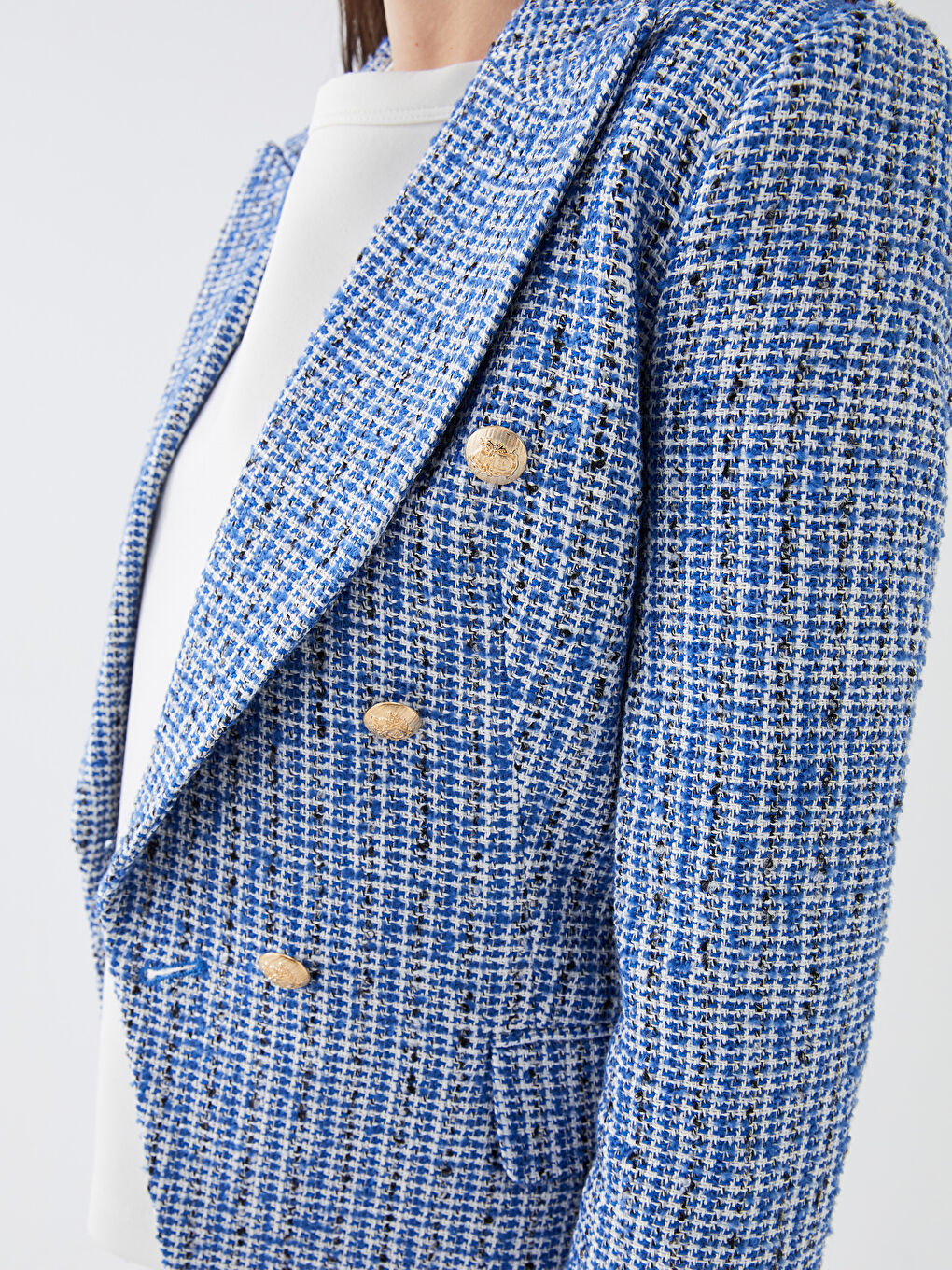 LCW Vision Patterned Long Sleeve Women's Tweed Blazer Jacket -S3DH08Z8-LLC
