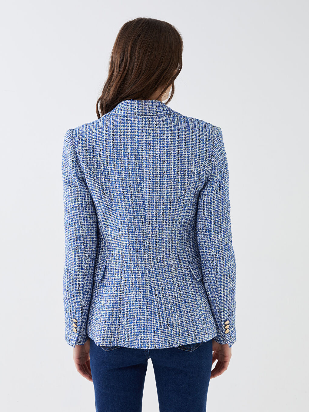 LCW Vision Patterned Long Sleeve Women's Tweed Blazer Jacket -S3DH08Z8-LLC