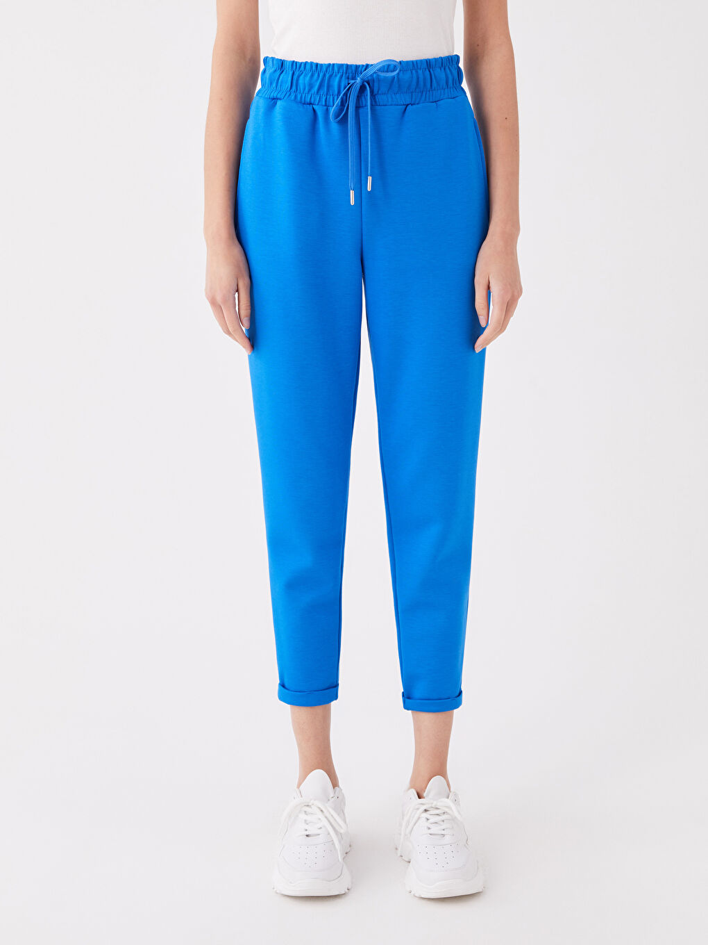 Women's Elasticated Waist Plain Sweatpants-2