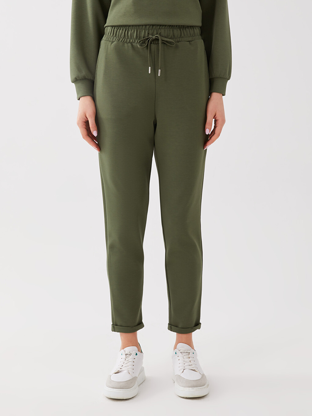 Women's Elastic Waist Straight Sweatpants-2