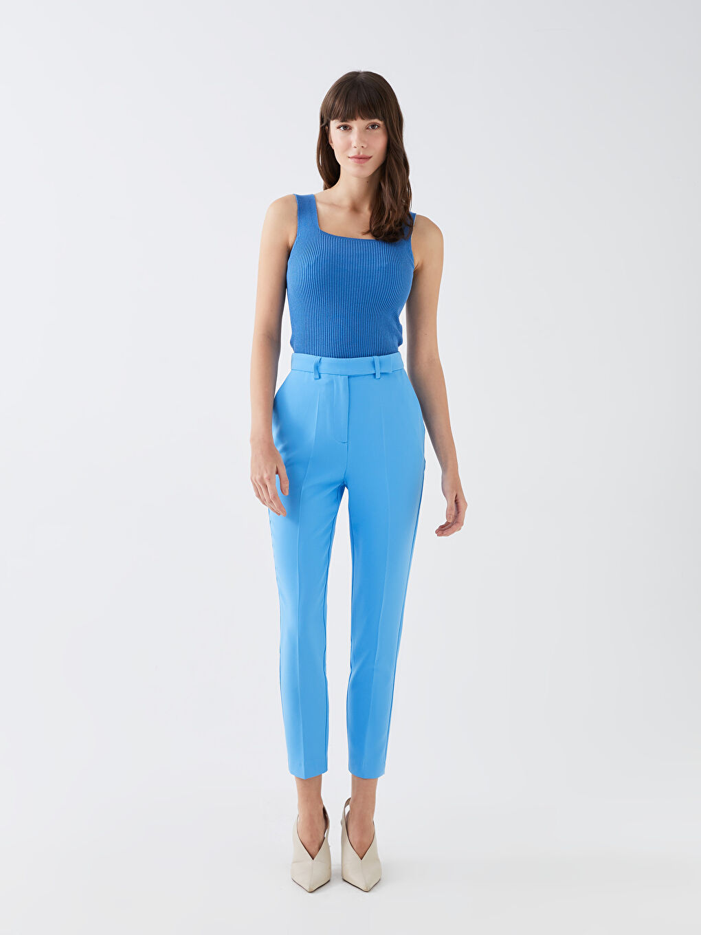 Women's Square Collar Plain Knitwear Crop -S3DH21Z8-GUX