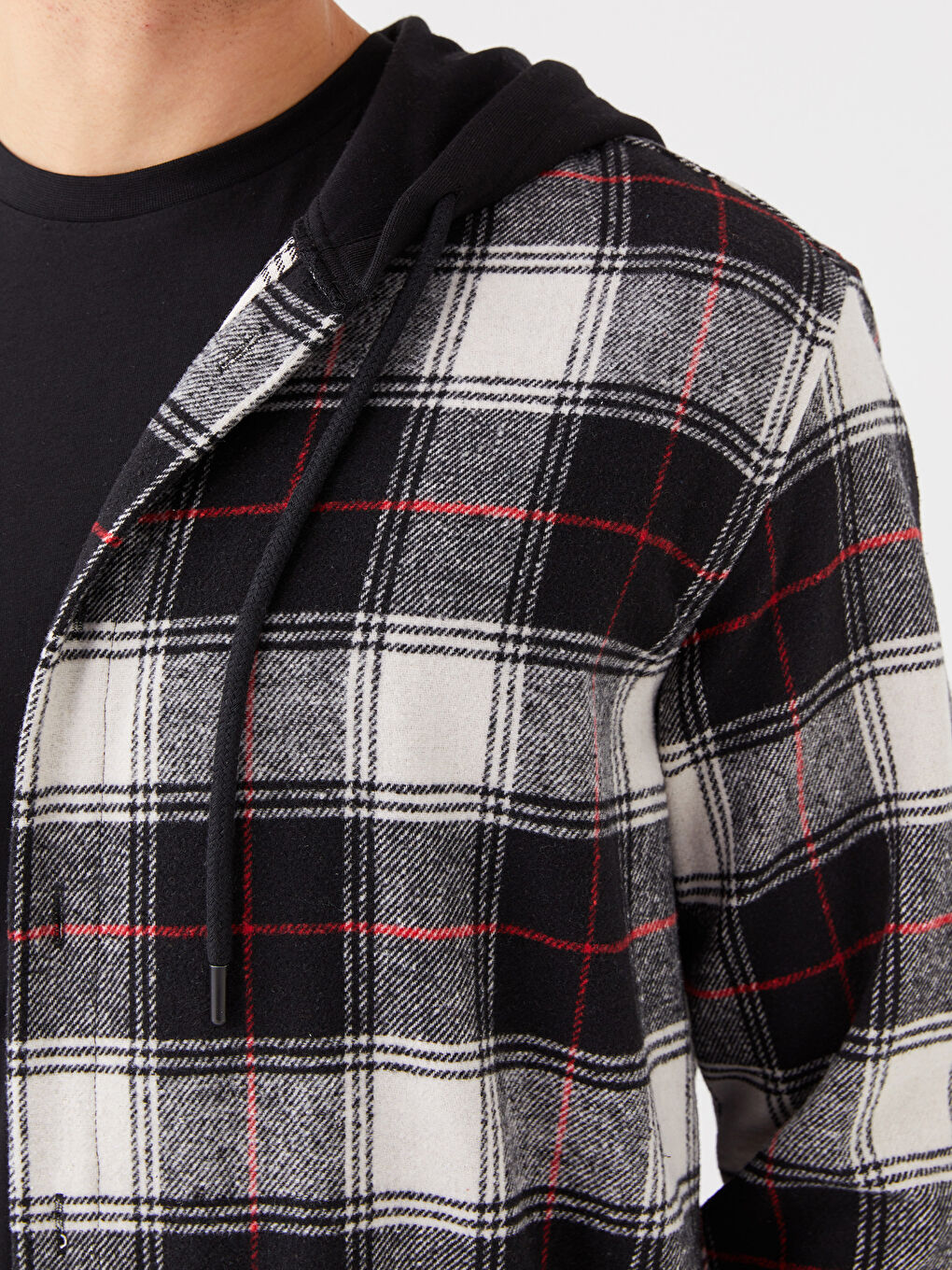 Siyah Regular Fit Uzun Kollu Ekose Erkek Oduncu Gömlek-3