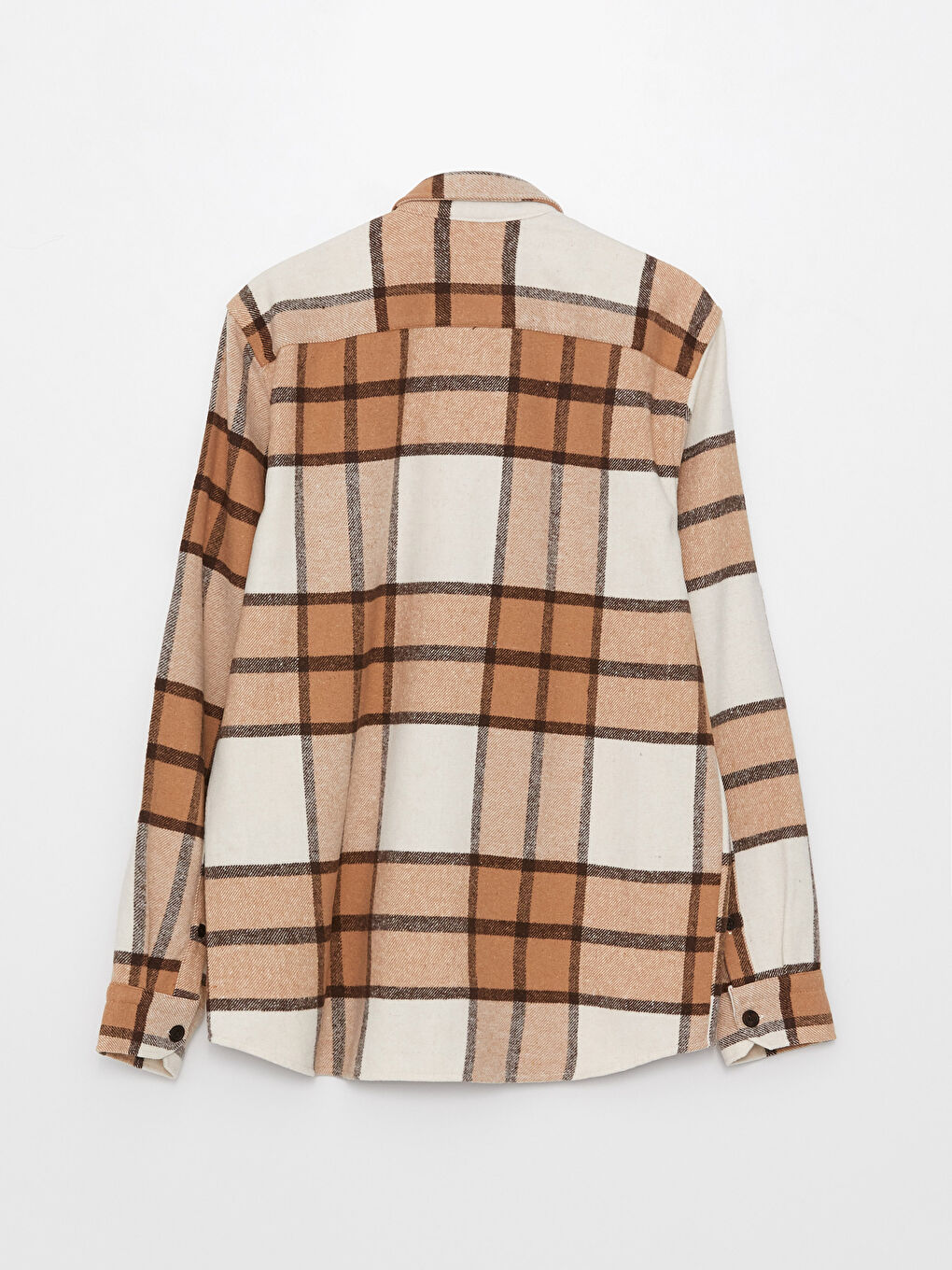 Bej Regular Fit Uzun Kollu Ekose Erkek Oduncu Gömlek-6