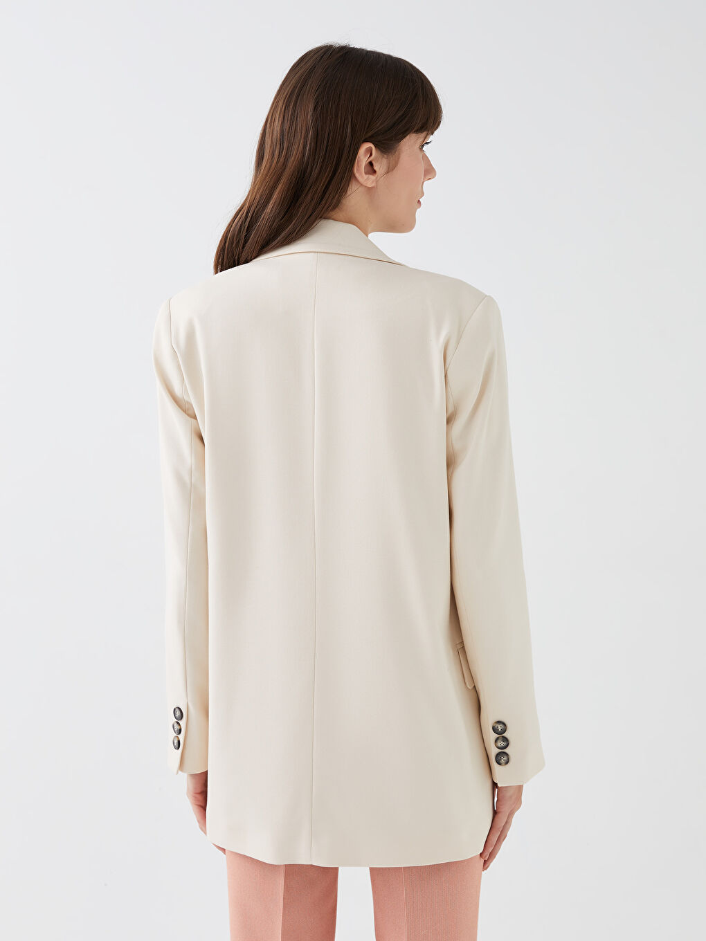 LCW Vision Jacket Neck Plain Long Sleeve Women's Blazer Jacket -S3DH29Z8-FF7