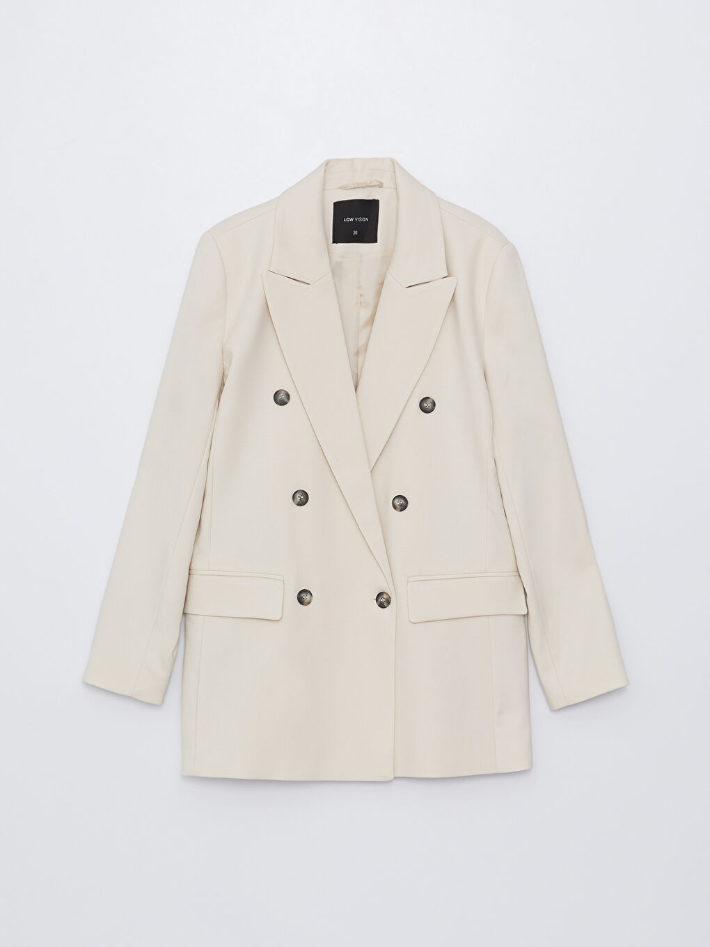 LCW Vision Jacket Neck Plain Long Sleeve Women's Blazer Jacket -S3DH29Z8-FF7