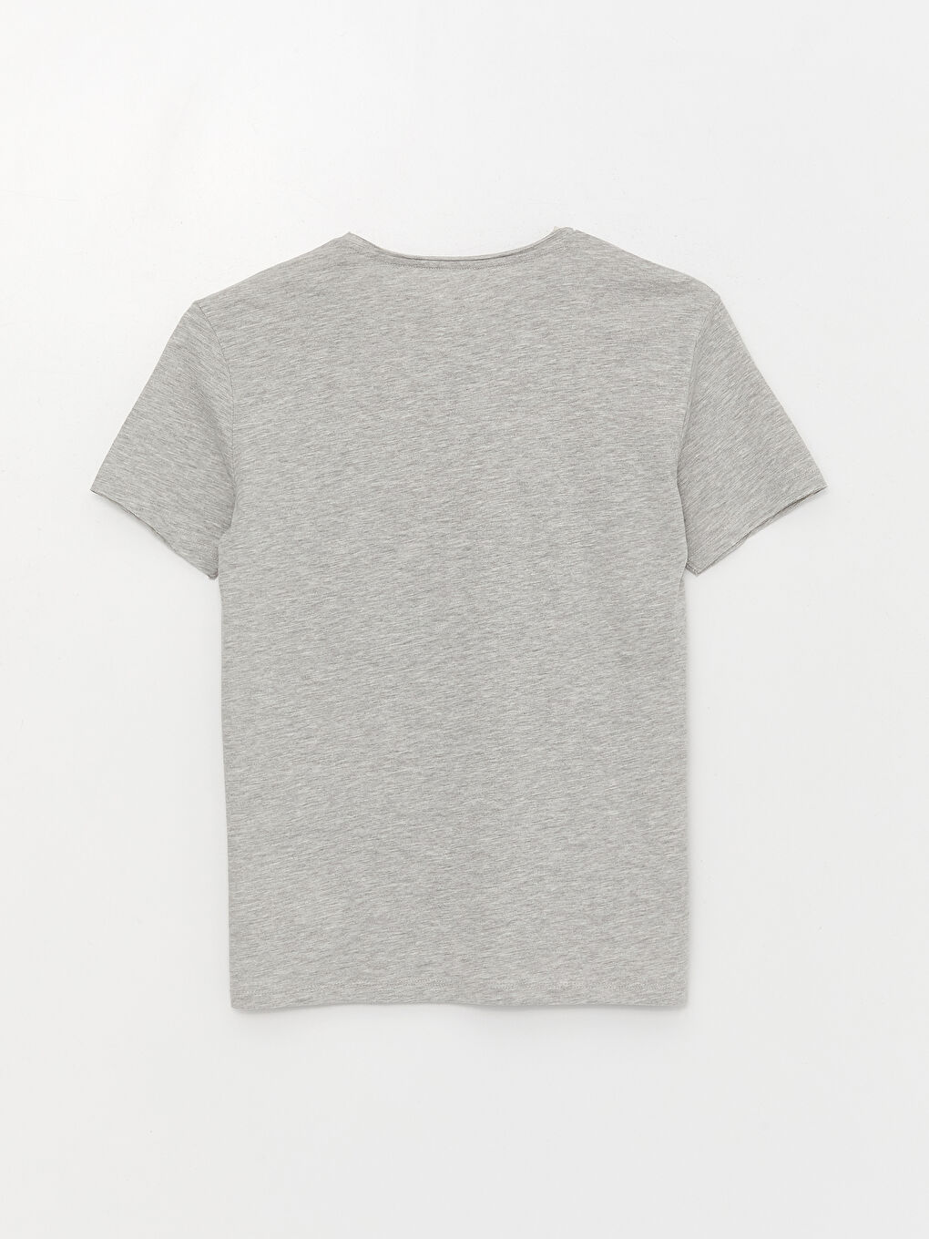 Gri Bisiklet Yaka Kısa Kollu Erkek Tişört-7