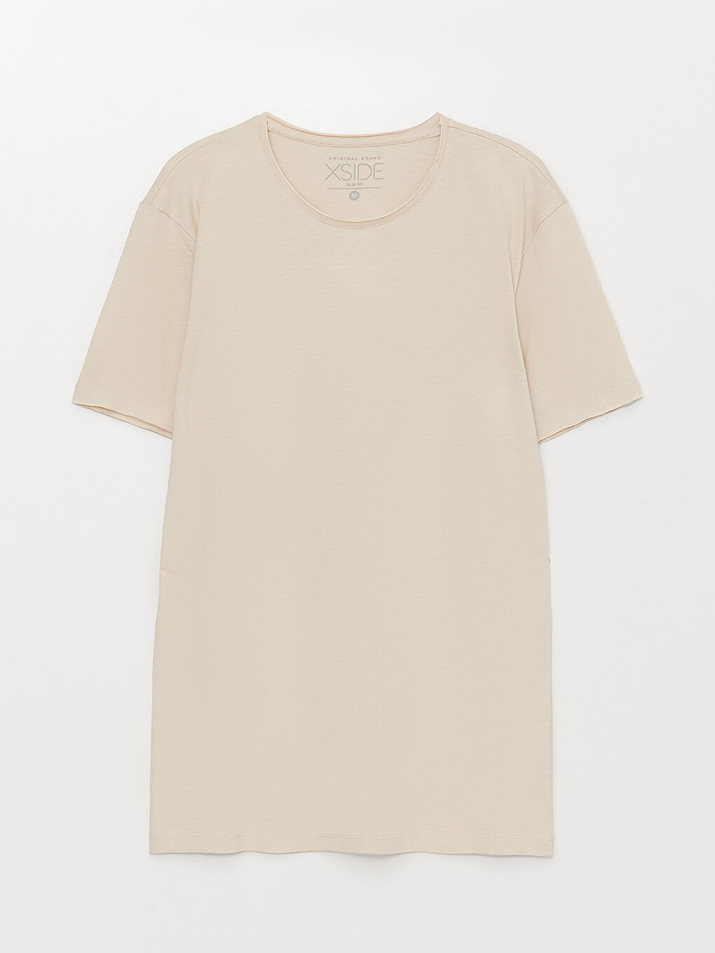 Bej Bisiklet Yaka Kısa Kollu Erkek Tişört-5