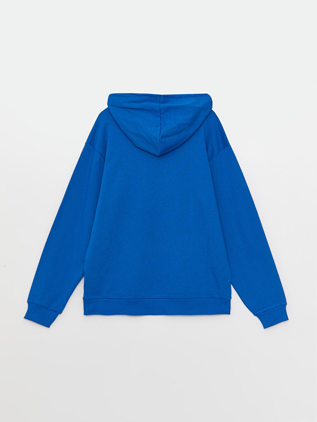 Mavi Uzun Kollu Baskılı Erkek Hoodie-9