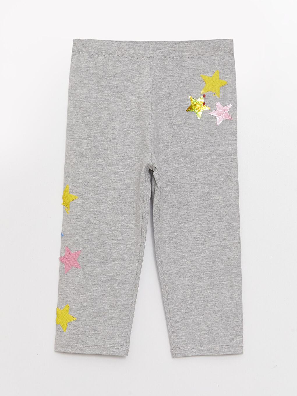 LCW Kids Elastic Waist Reversible Sequined Girls' 3/4 Length Leggings -S3DH46Z4-LAL