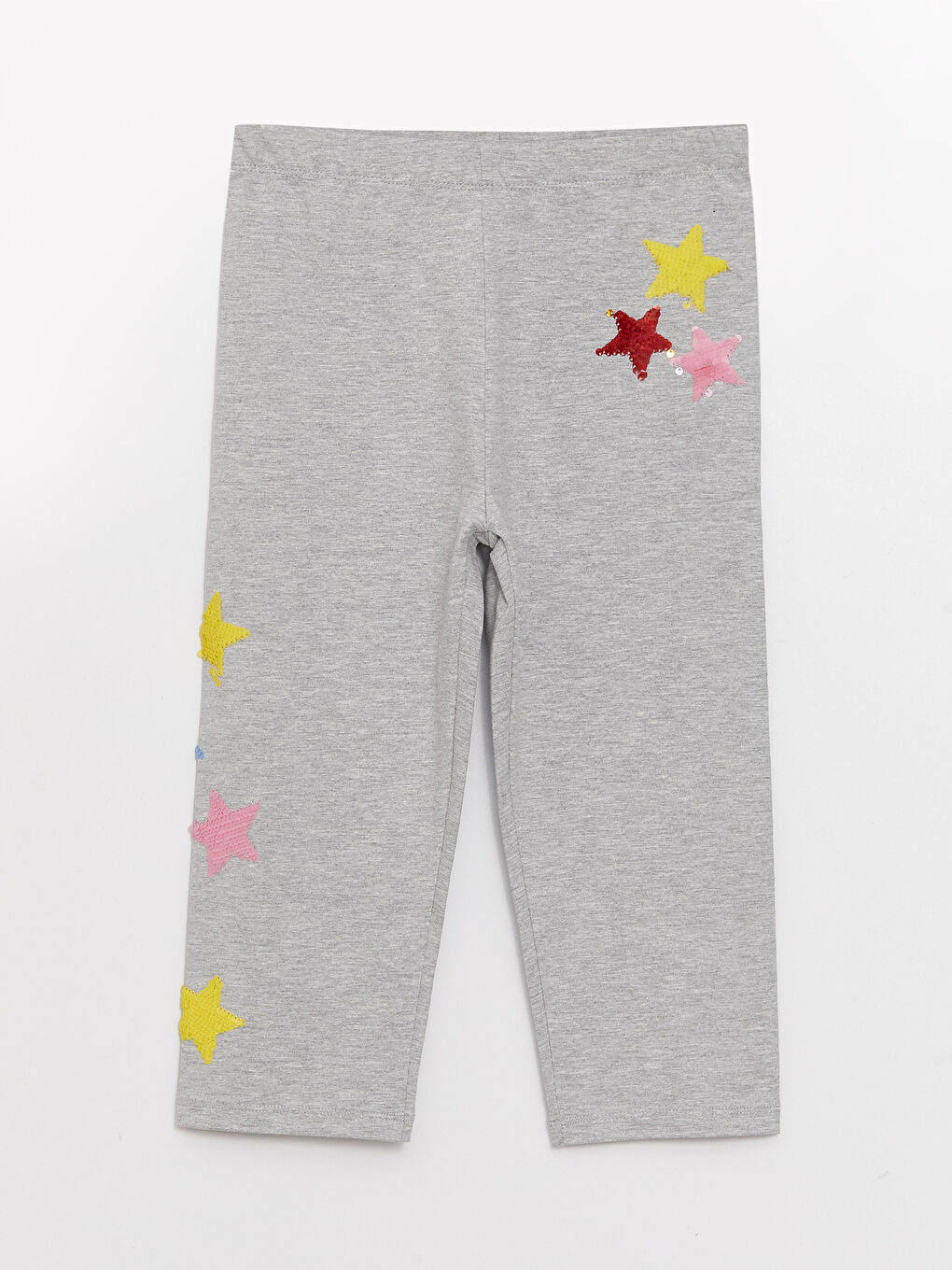 LCW Kids Elastic Waist Reversible Sequined Girls' 3/4 Length Leggings -S3DH46Z4-LAL