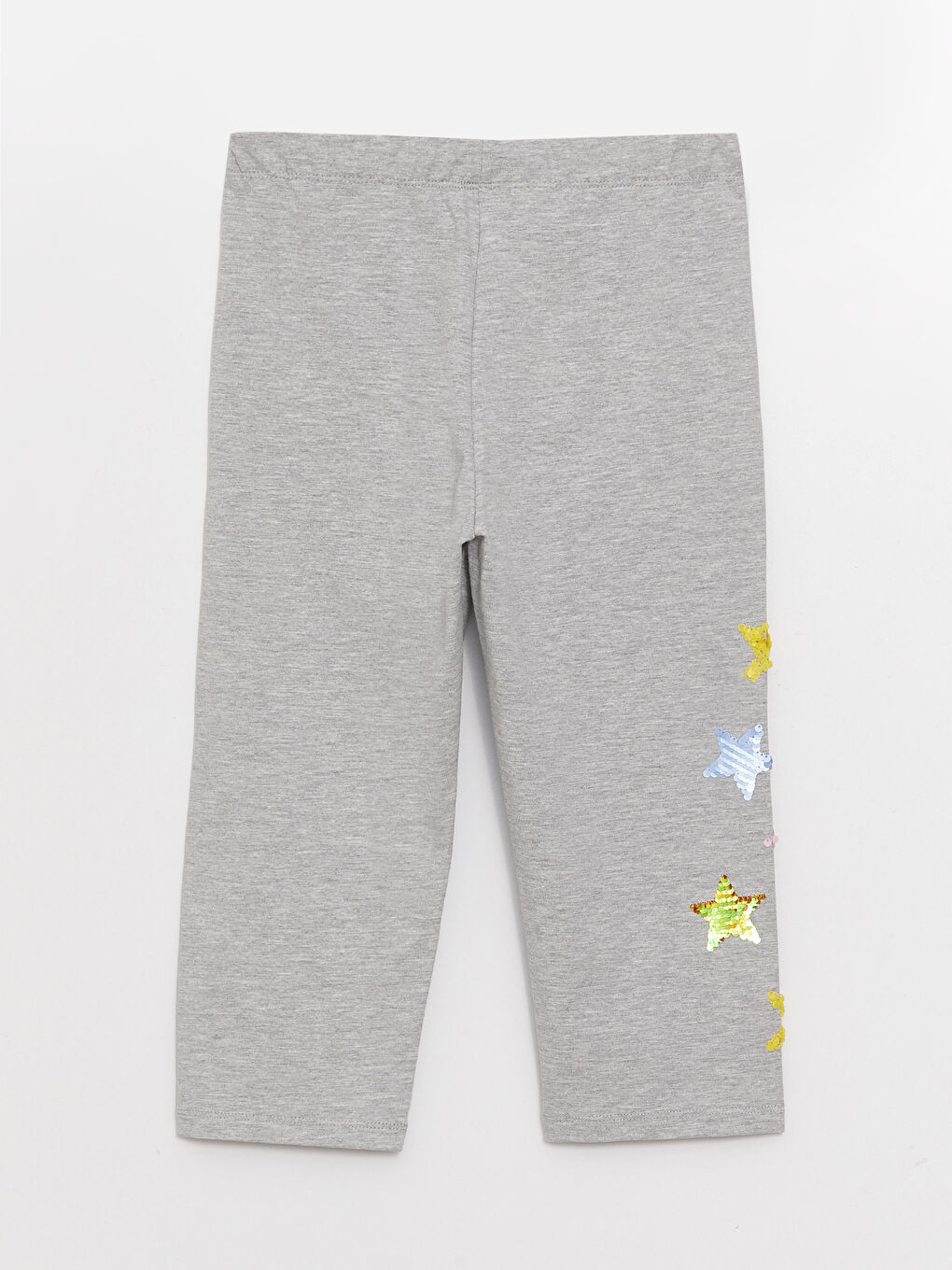 LCW Kids Elastic Waist Reversible Sequined Girls' 3/4 Length Leggings -S3DH46Z4-LAL