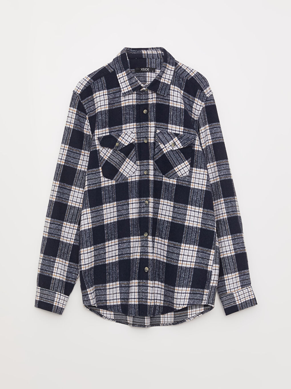 Lacivert Regular Fit Uzun Kollu Ekose Erkek Gömlek-5