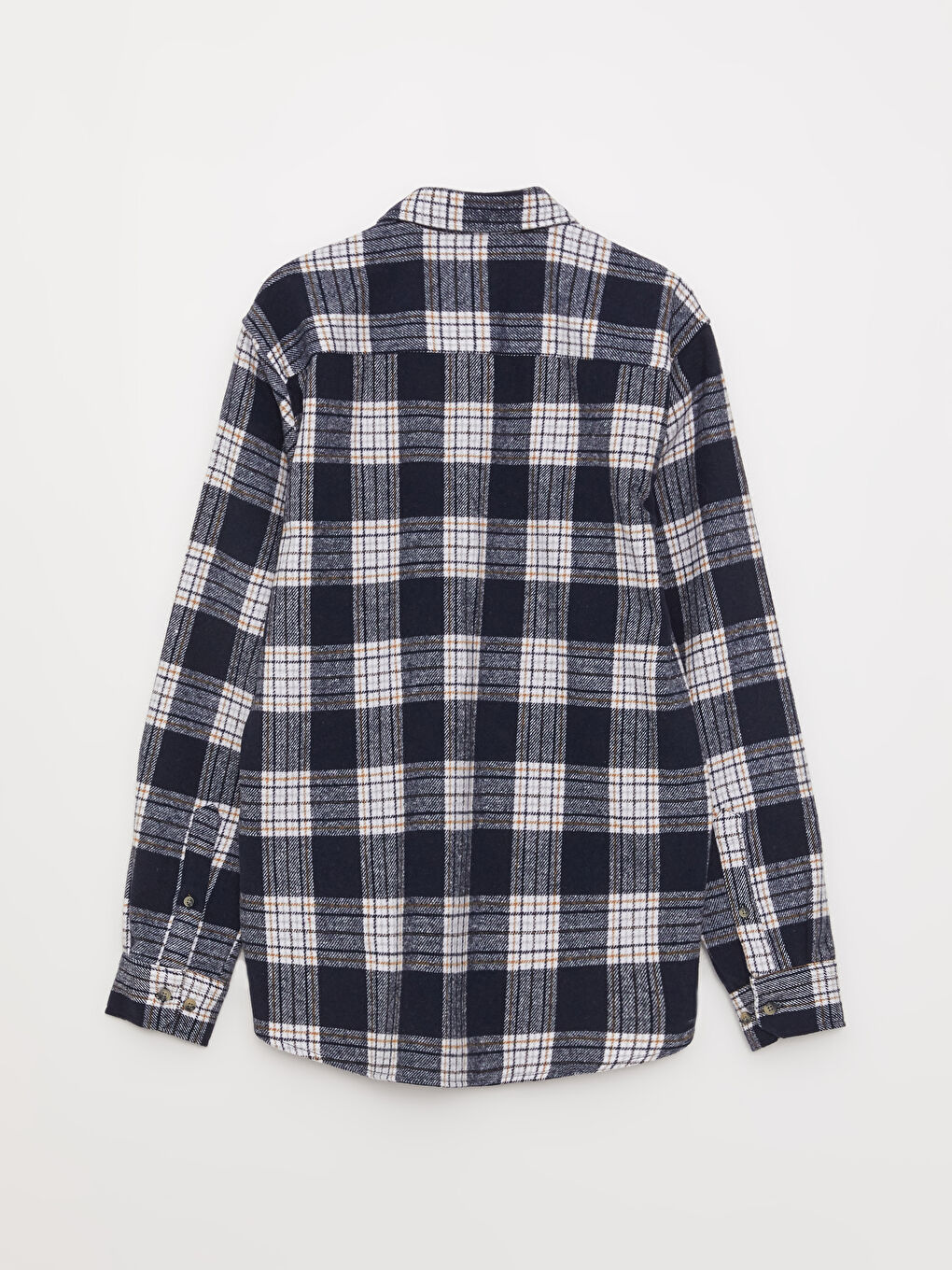 Lacivert Regular Fit Uzun Kollu Ekose Erkek Gömlek-6