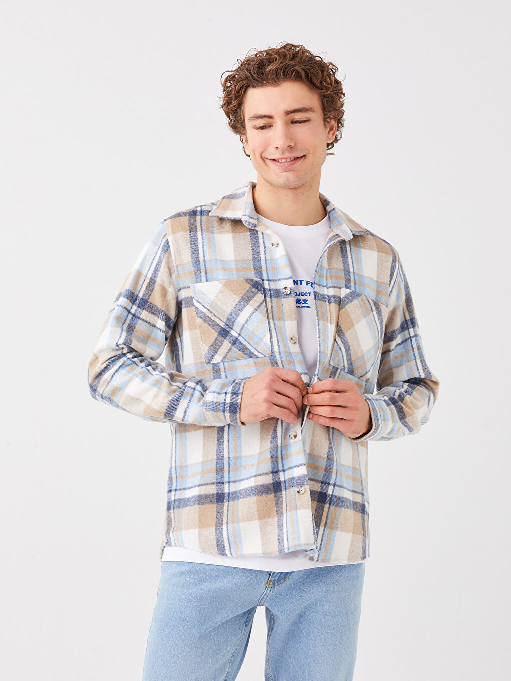 XSIDE Regular Fit Long Sleeve Plaid Men's Flannel Shirt -S3DH48Z8-LKQ