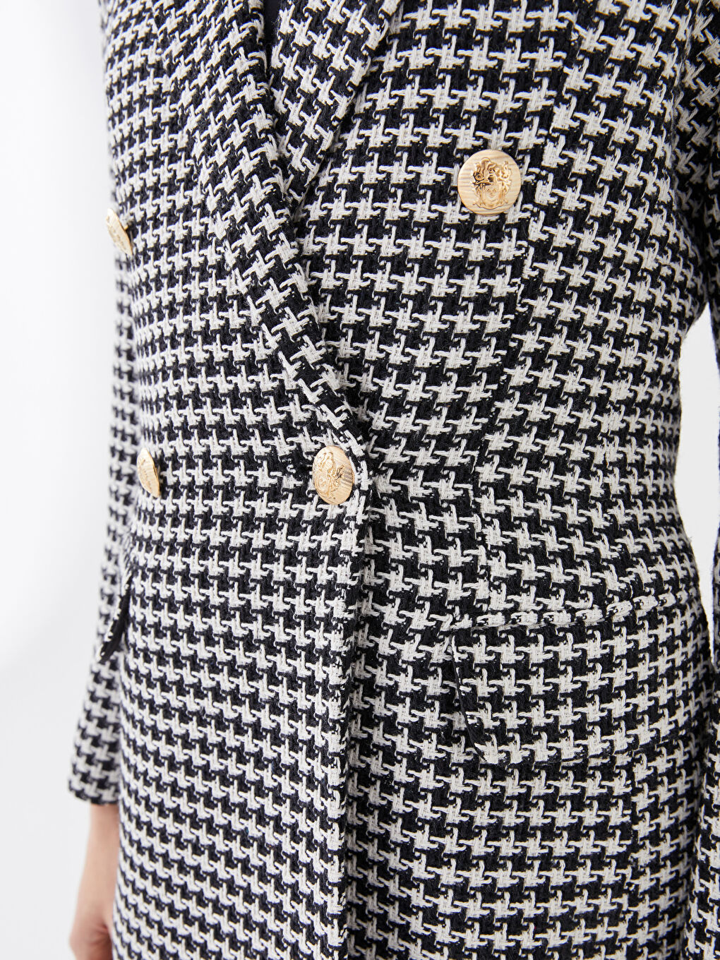 әйелдерге арналған ұзын жеңді қаз табаны өрнекті пиджак-3