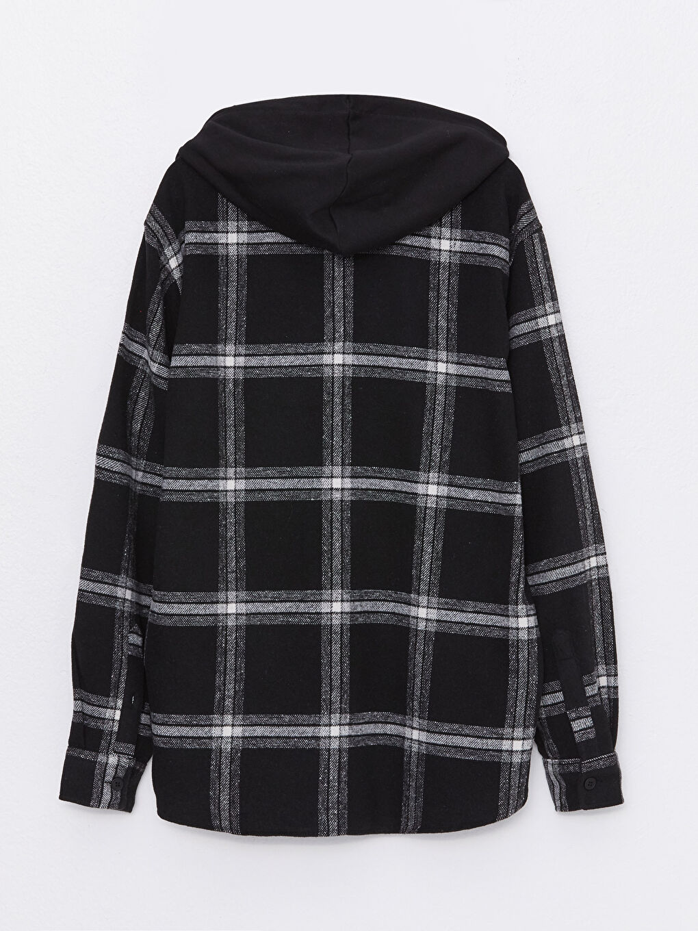 XSIDE Siyah Regular Fit Kapüşonlu Uzun Kollu Ekose Erkek Gömlek - 6
