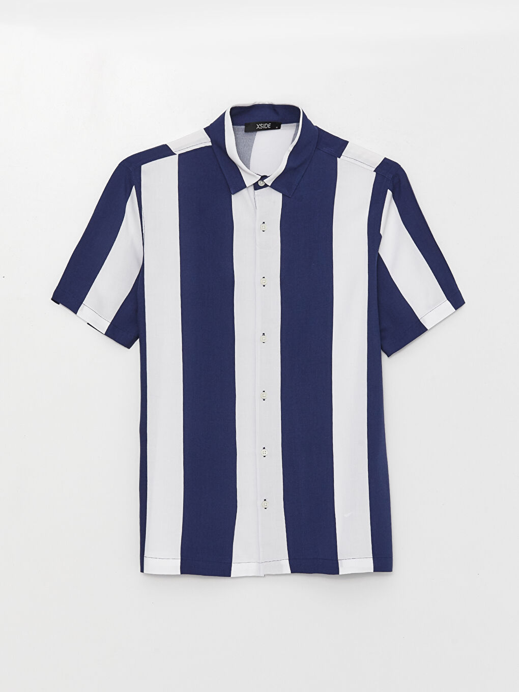 XSIDE Regular Fit Short Sleeve Striped Viscose Men's Shirt -S3DH55Z8-RMP
