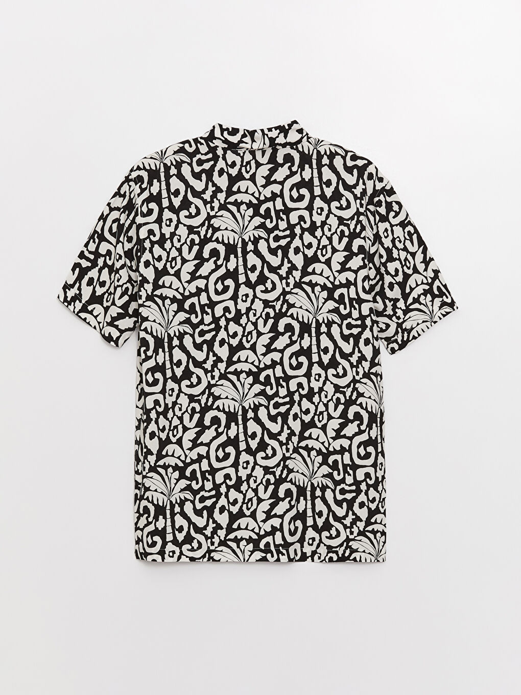 Bej Regular Fit Kısa Kollu Desenli Viskon Erkek Gömlek-6