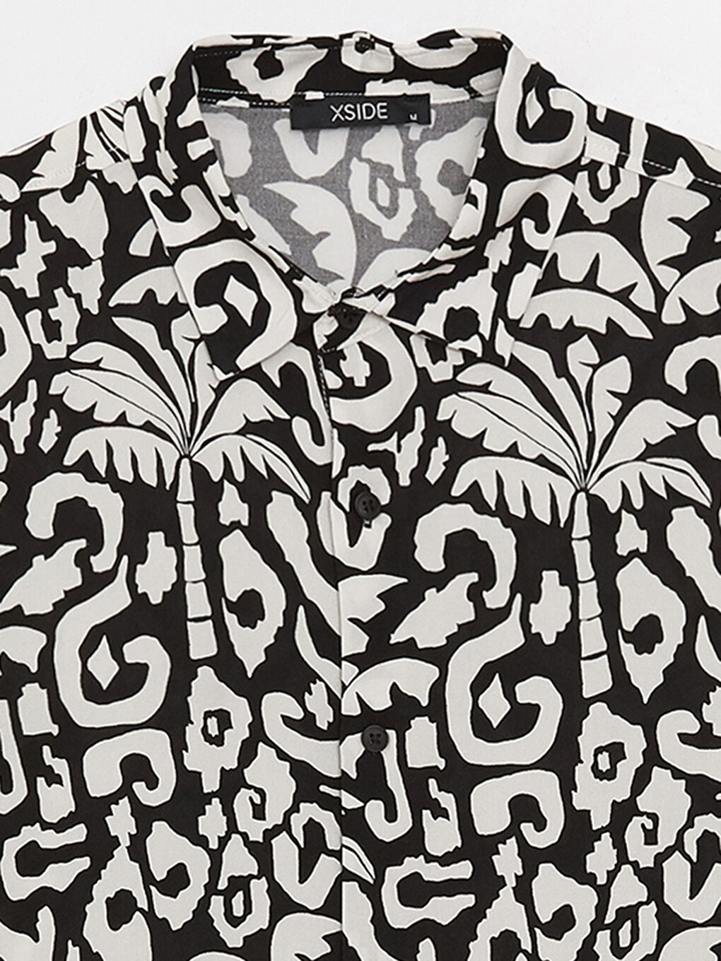 Bej Regular Fit Kısa Kollu Desenli Viskon Erkek Gömlek-7