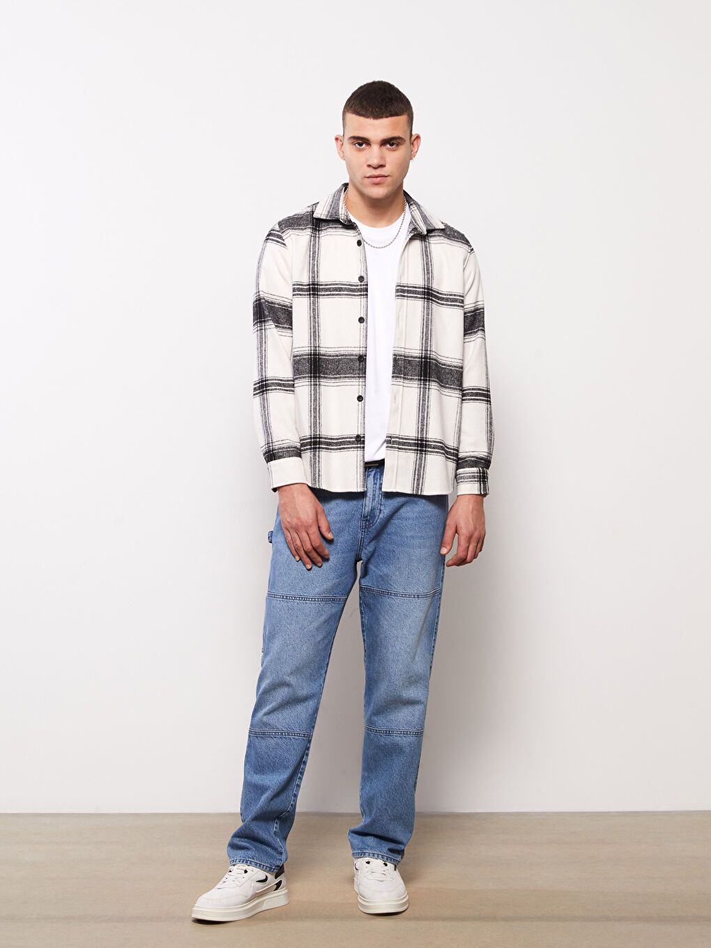 XSIDE Siyah Regular Fit Uzun Kollu Ekose Erkek Oduncu Gömlek - 1