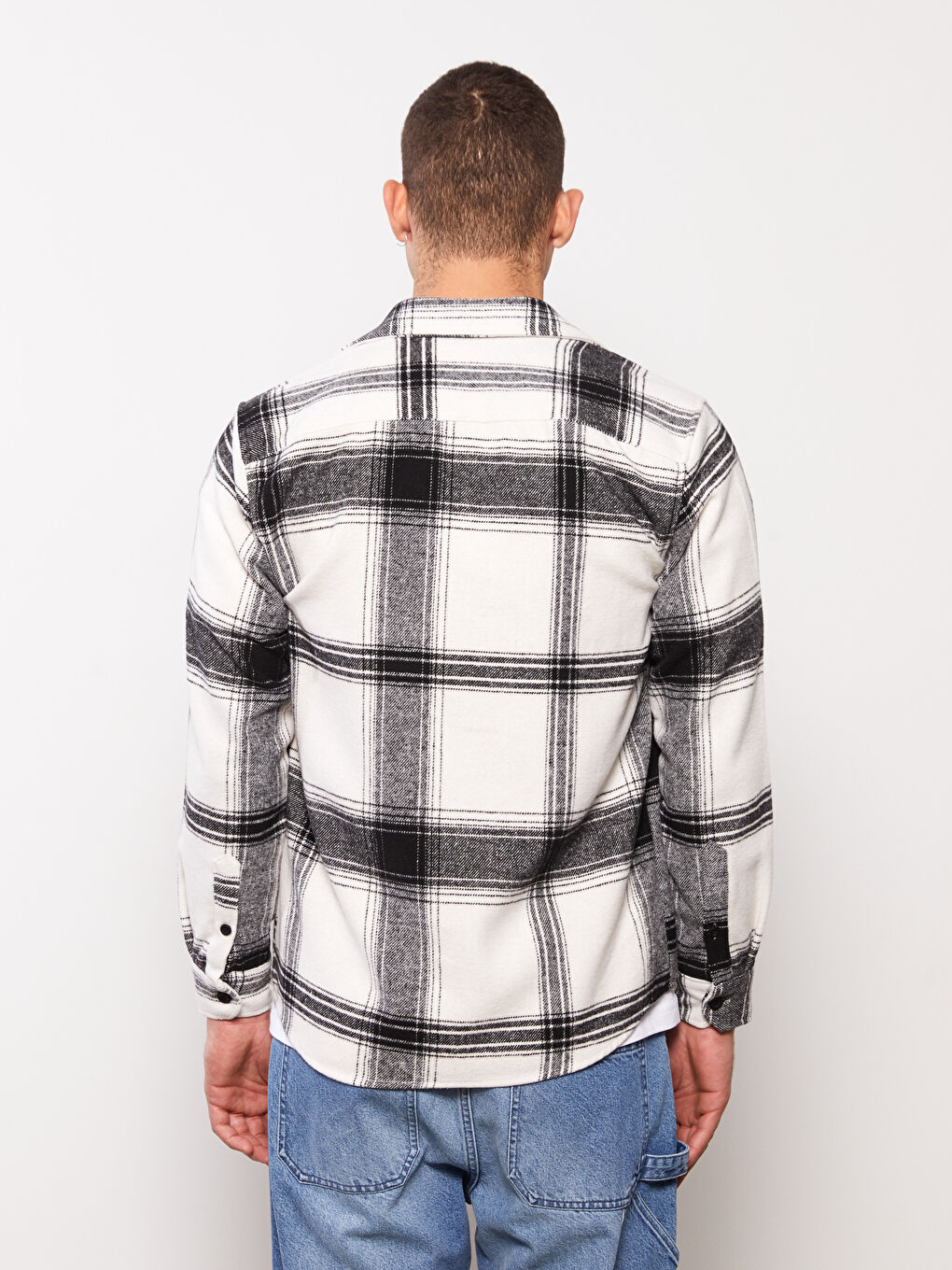 XSIDE Siyah Regular Fit Uzun Kollu Ekose Erkek Oduncu Gömlek - 4