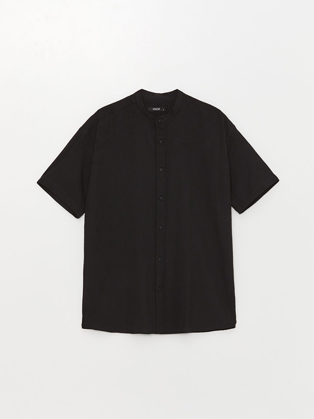Siyah Rahat Kalıp Kısa Kollu Erkek Gömlek-5