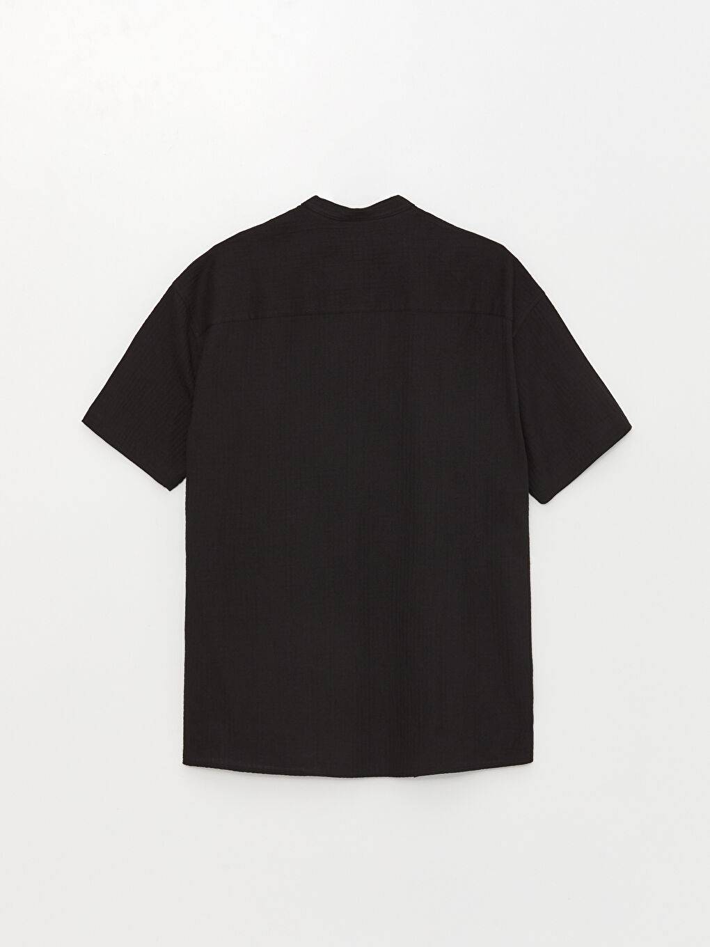 Siyah Rahat Kalıp Kısa Kollu Erkek Gömlek-6