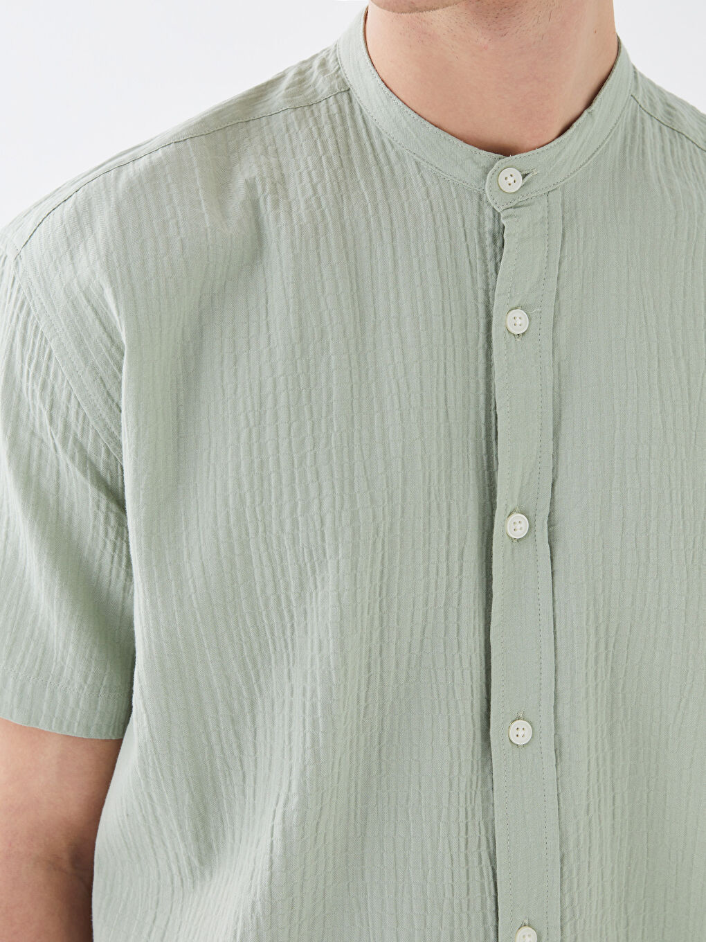 Yeşil Rahat Kalıp Kısa Kollu Erkek Gömlek-3