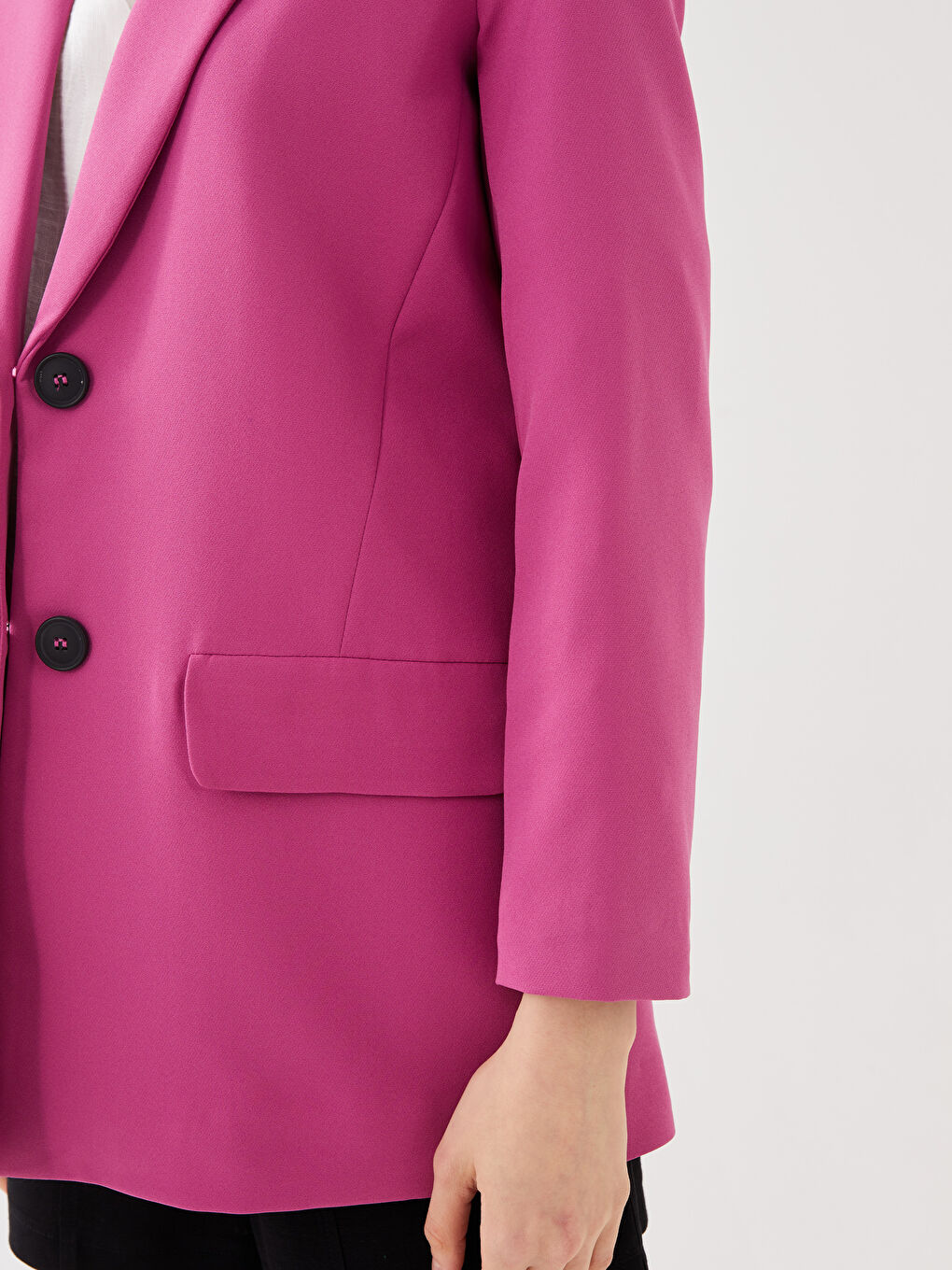 Sacou Jachetă cu Nasturi, Regular, Mânecă Lungă pentru Femei-3