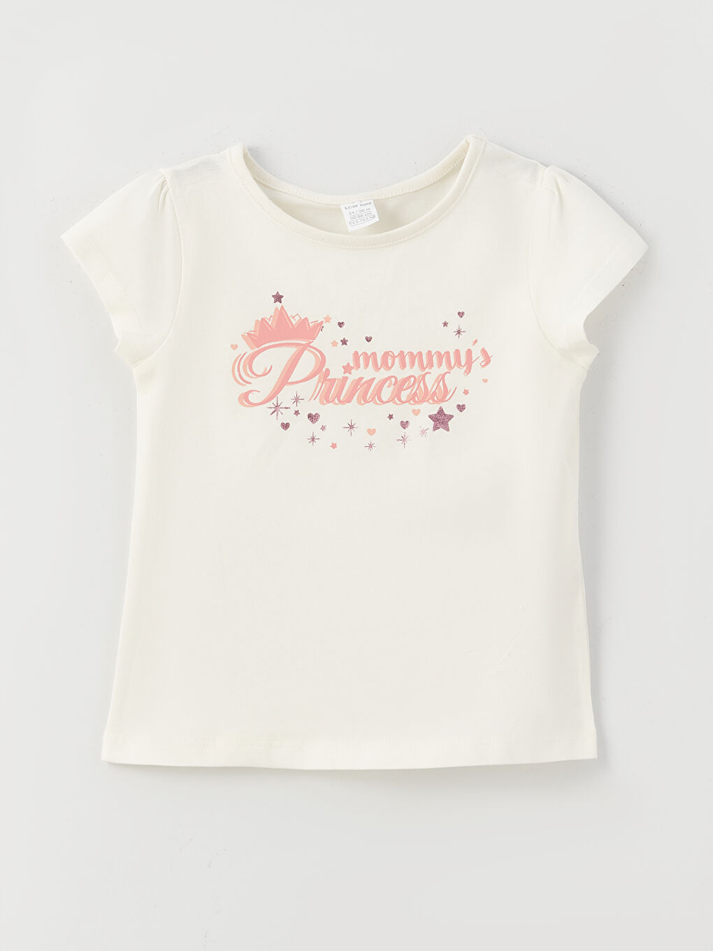 Ekru Bisiklet Yaka Kısa Kollu Baskılı Kız Bebek Tişört ve Salopet Etek 2'li Takım-1