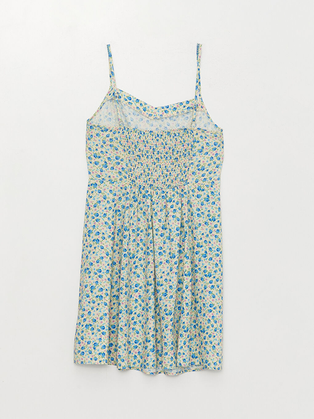 Yeşil Kalp Yaka Çiçekli Askılı Kadın Elbise-6