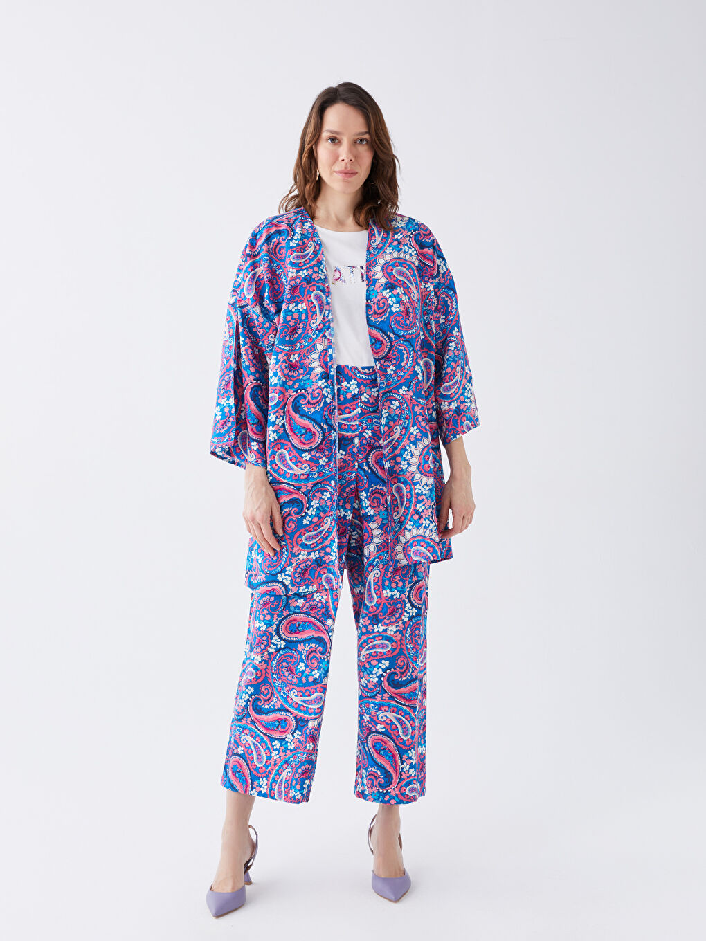 Pantalon à Taille Élastiquée à Motifs pour Femmes